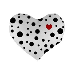 Dots And Hart Standard 16  Premium Flano Heart Shape Cushions