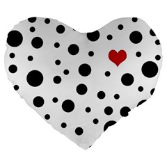 Dots And Hart Large 19  Premium Flano Heart Shape Cushions by Valentinaart