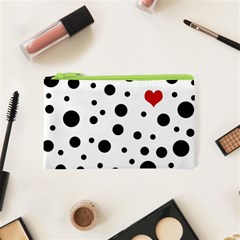 Dots And Hart Cosmetic Bag (xs) by Valentinaart