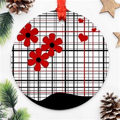 Cute Floral Desing Ornament (round) by Valentinaart