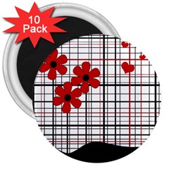 Cute Floral Desing 3  Magnets (10 Pack) 