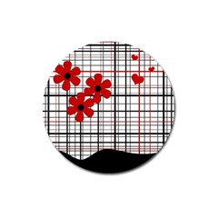 Cute Floral Desing Magnet 3  (round) by Valentinaart