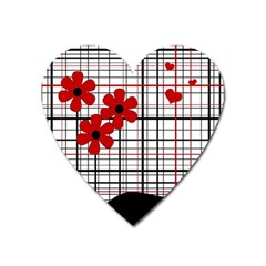 Cute Floral Desing Heart Magnet