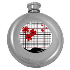 Cute Floral Desing Round Hip Flask (5 Oz) by Valentinaart