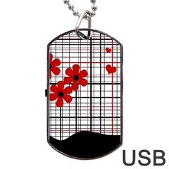 Cute Floral Desing Dog Tag Usb Flash (one Side) by Valentinaart