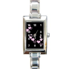 Pink Harts Design Rectangle Italian Charm Watch by Valentinaart