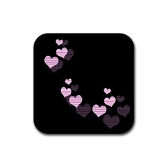 Pink Harts Design Rubber Square Coaster (4 Pack)  by Valentinaart