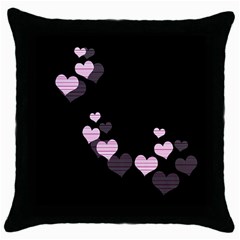 Pink Harts Design Throw Pillow Case (black) by Valentinaart