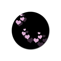 Pink Harts Design Rubber Round Coaster (4 Pack)  by Valentinaart