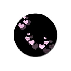 Pink Harts Design Magnet 3  (round) by Valentinaart