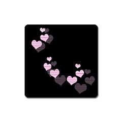 Pink Harts Design Square Magnet