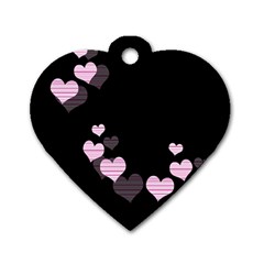 Pink Harts Design Dog Tag Heart (two Sides)