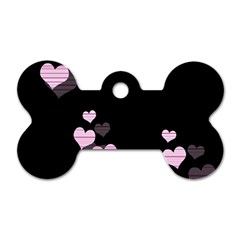 Pink Harts Design Dog Tag Bone (one Side)