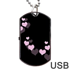 Pink Harts Design Dog Tag Usb Flash (one Side) by Valentinaart