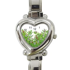 Tropical Floral Print Heart Italian Charm Watch by dflcprints