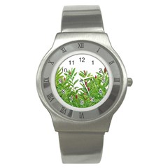 Tropical Floral Print Stainless Steel Watch by dflcprints