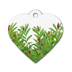 Tropical Floral Print Dog Tag Heart (two Sides)