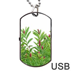 Tropical Floral Print Dog Tag Usb Flash (two Sides)