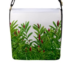 Tropical Floral Print Flap Messenger Bag (l) 