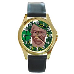 Kith Me I m Irith, Mike Tyson St Patrick s Day Design Round Gold Metal Watch