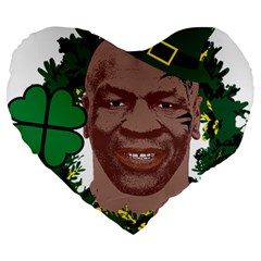 Kith Me I m Irith, Mike Tyson St Patrick s Day Design Large 19  Premium Heart Shape Cushions by twistedimagetees