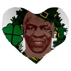 Kith Me I m Irith, Mike Tyson St Patrick s Day Design Large 19  Premium Flano Heart Shape Cushions