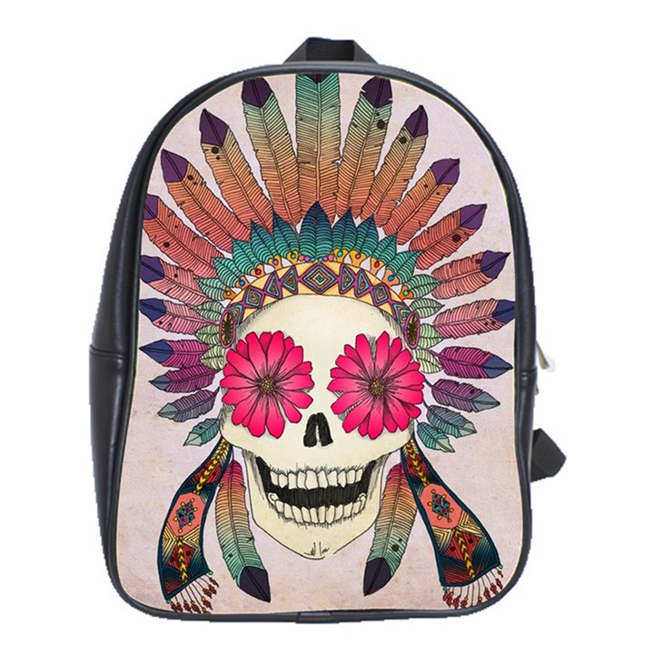 Tribal hipster colorful skull School Bags (XL) 