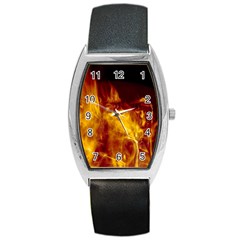 Ablaze Abstract Afire Aflame Blaze Barrel Style Metal Watch