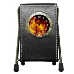 Ablaze Abstract Afire Aflame Blaze Pen Holder Desk Clocks by Amaryn4rt