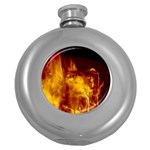 Ablaze Abstract Afire Aflame Blaze Round Hip Flask (5 oz) Front