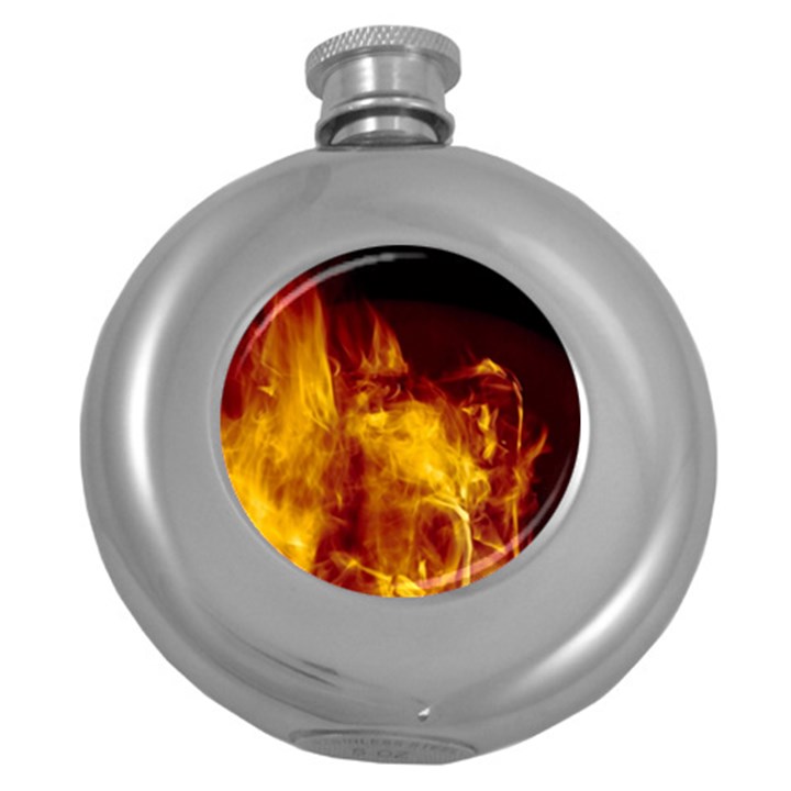 Ablaze Abstract Afire Aflame Blaze Round Hip Flask (5 oz)