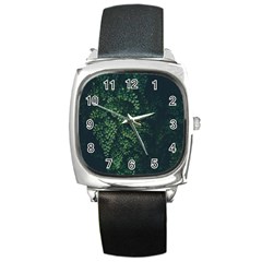 Abstract Art Background Biology Square Metal Watch