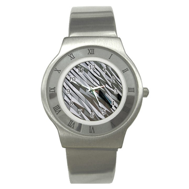 Abstract Background Geometry Block Stainless Steel Watch