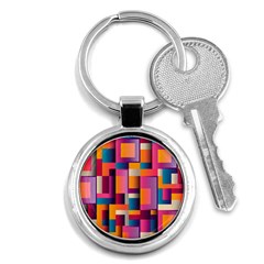 Abstract Background Geometry Blocks Key Chains (round) 