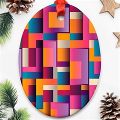 Abstract Background Geometry Blocks Oval Ornament (two Sides) by Amaryn4rt