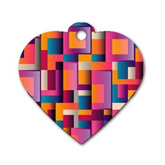 Abstract Background Geometry Blocks Dog Tag Heart (one Side) by Amaryn4rt