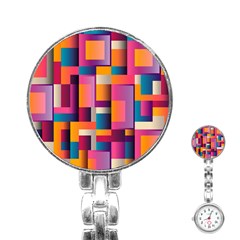 Abstract Background Geometry Blocks Stainless Steel Nurses Watch by Amaryn4rt