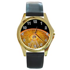 Abstract Blur Bright Circular Round Gold Metal Watch