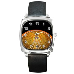 Abstract Blur Bright Circular Square Metal Watch