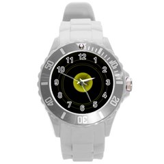 Abstract Futuristic Lights Dream Round Plastic Sport Watch (l) by Amaryn4rt