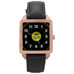 Abstract Futuristic Lights Dream Rose Gold Leather Watch  by Amaryn4rt