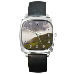 Agriculture Clouds Cropland Square Metal Watch