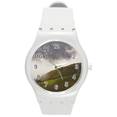 Agriculture Clouds Cropland Round Plastic Sport Watch (m)