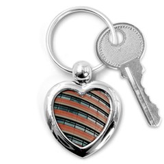 Architecture Building Glass Pattern Key Chains (heart)  by Amaryn4rt