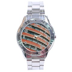 Architecture Building Glass Pattern Stainless Steel Analogue Watch