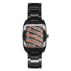 Architecture Building Glass Pattern Stainless Steel Barrel Watch by Amaryn4rt