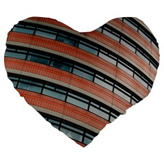 Architecture Building Glass Pattern Large 19  Premium Flano Heart Shape Cushions by Amaryn4rt