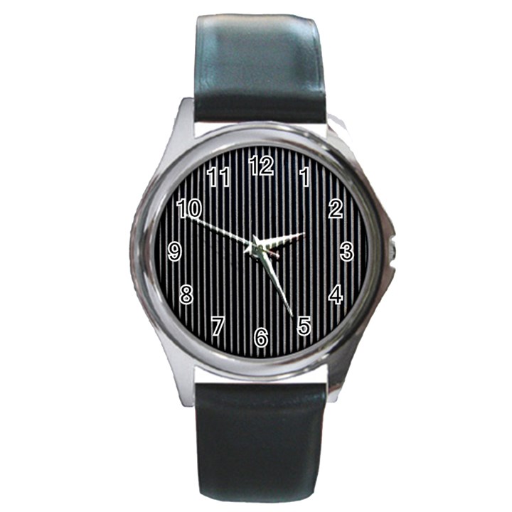 Background Lines Design Texture Round Metal Watch