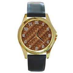 Background Structure Round Gold Metal Watch