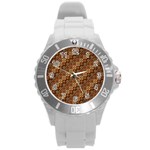 Background Structure Round Plastic Sport Watch (L) Front